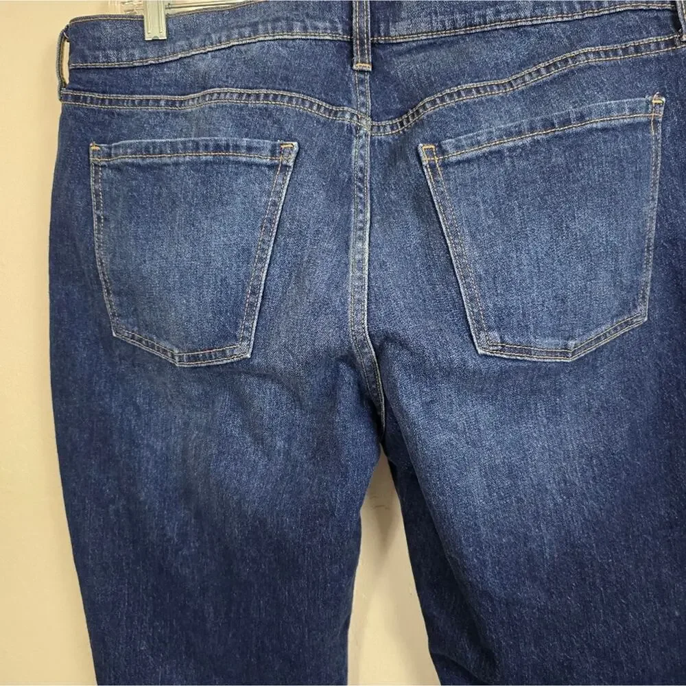 Old Navy WOW Mid Rise Boyfriend Jeans 14 Cuffed Dark Wash Casual Denim Pants